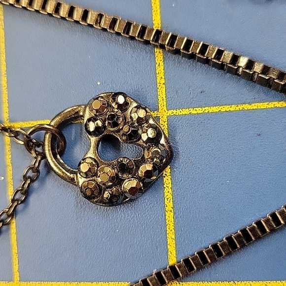 3 Strand Necklace Black Chain Shortest Chain 30" Longest Chain 36" Heart Peacock - Picture 3 of 5